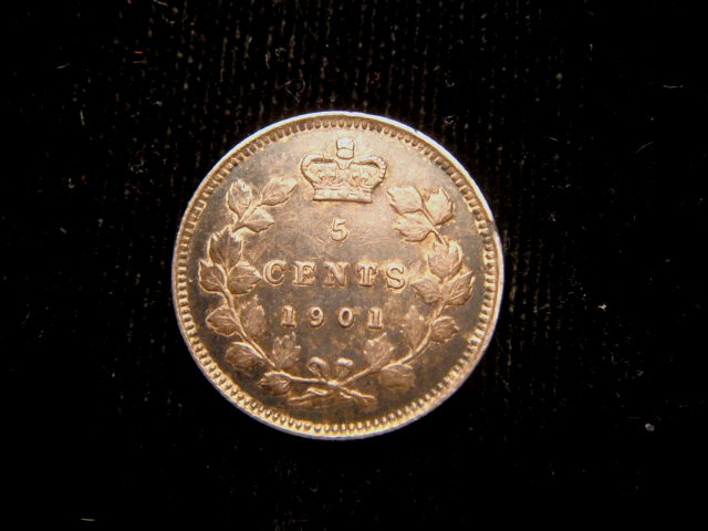 CANADA. VICTORIA. 5 CENTS 1901. KM 2. Toned.