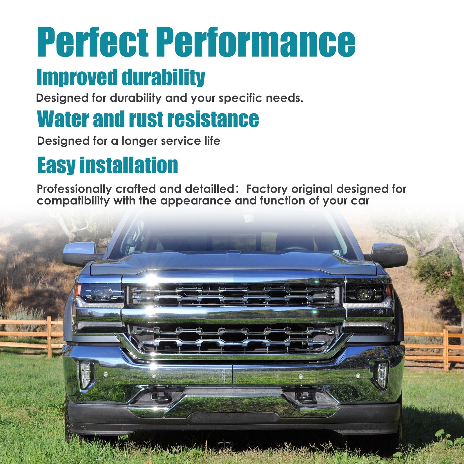 Chrome Steel Front Bumper For 2016-2018 Chevy Silverado 1500 w/Senser Holes