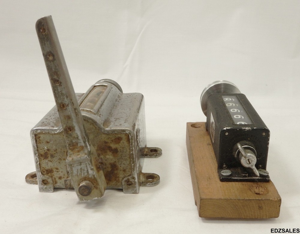 (2) 5 Digit Mechanical Counters - Veeder Root, Silver-King