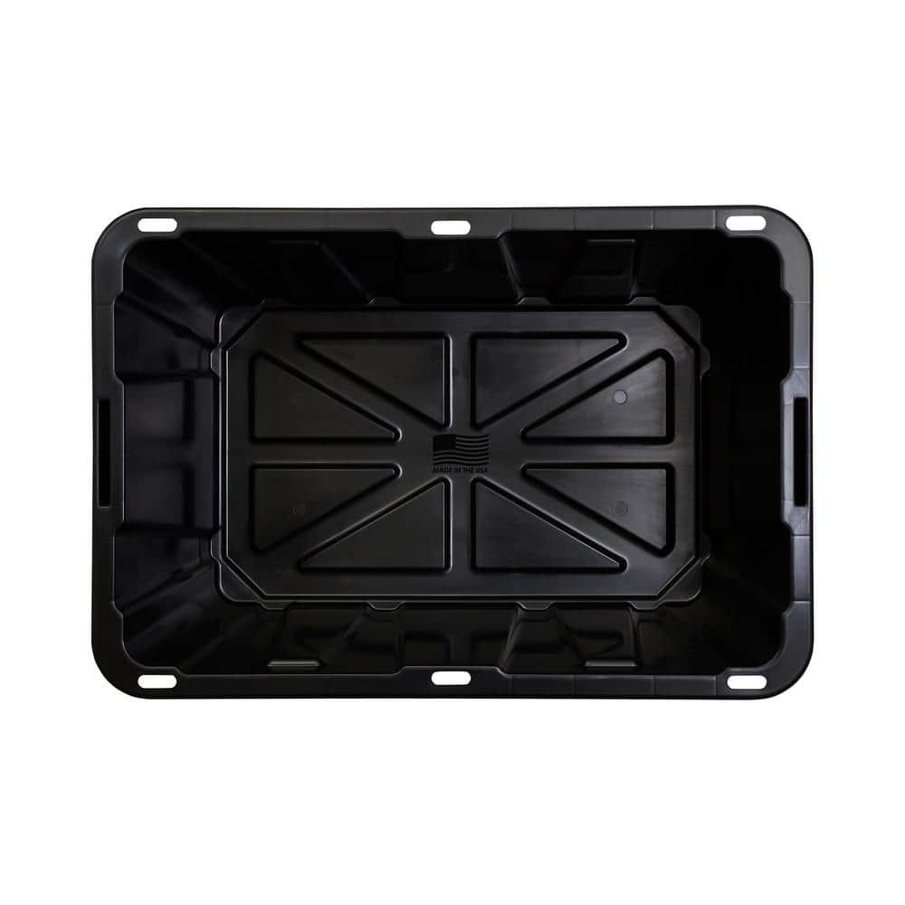 HDX 27 Gal. Tough Storage Tote 4 Pack Black Yellow Lid New