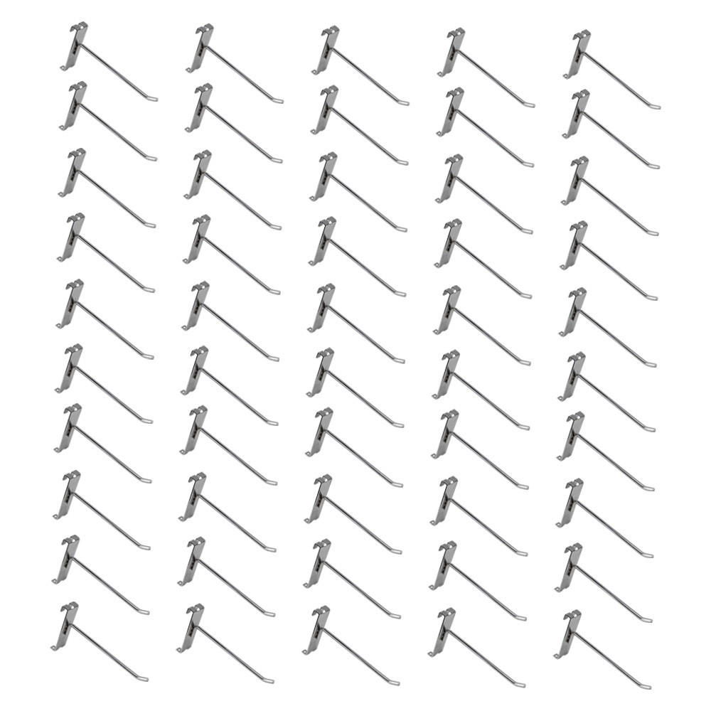 50 PC 6" Chrome Grid Wall Metal Hooks Display For Use W/ Gridwall Panels