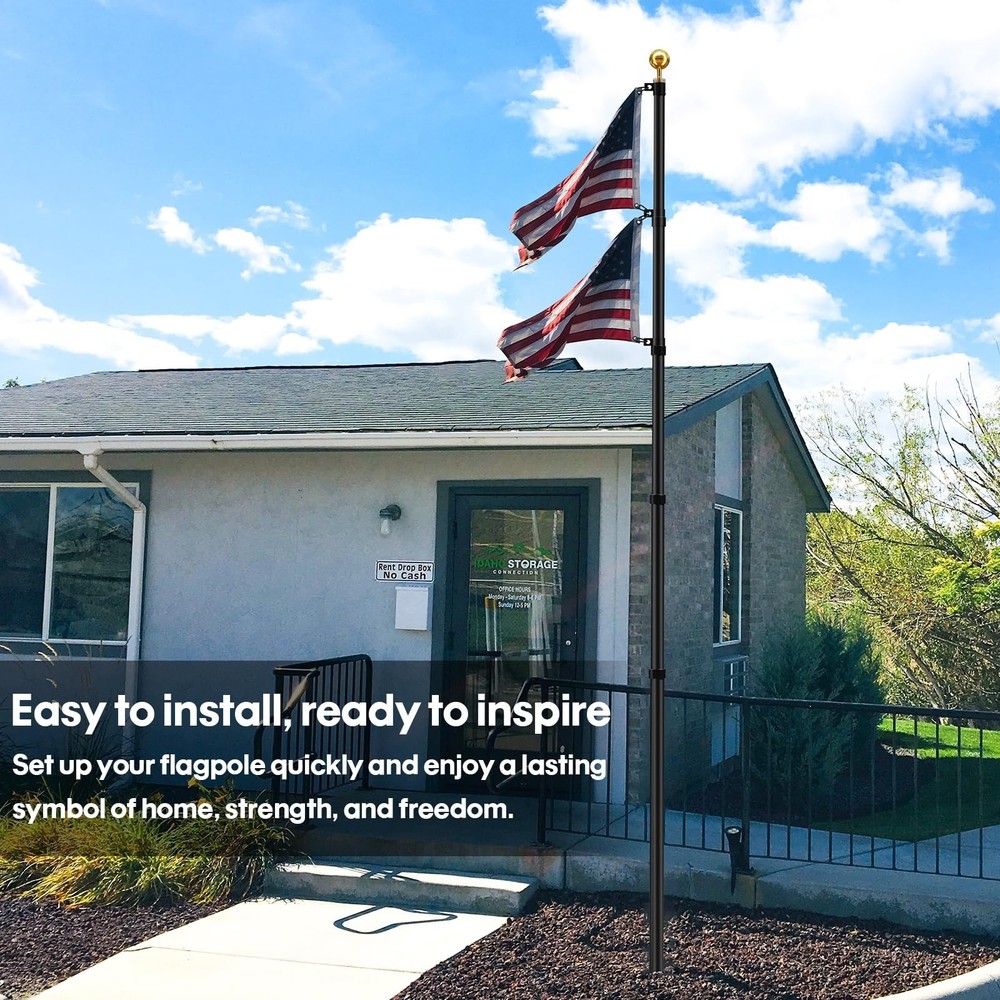 20FT Telescoping Flag Pole for Outside House, Extra Thick Telescopic Flagpole...