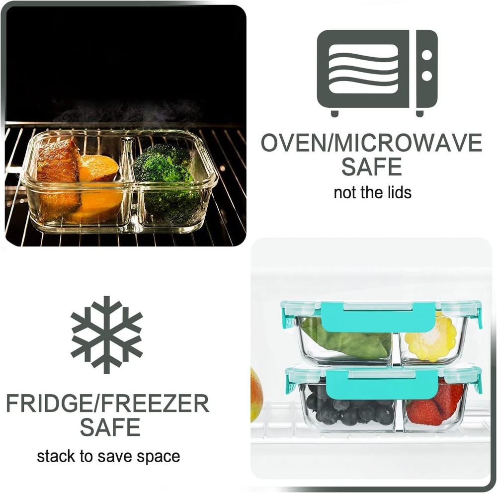 Stackable 30 Oz Borosilicate Glass Containers - 10-Pack for Meal Prep