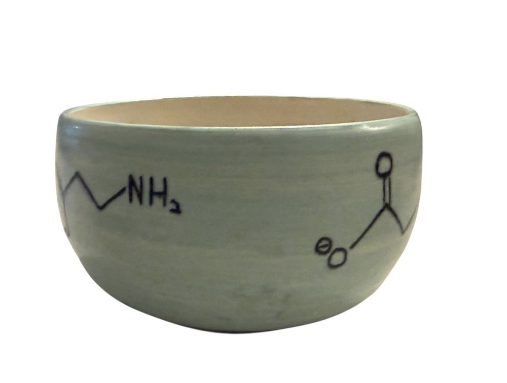 Studio Art Pottery Handmade Stoneware Ceramic Bowl Science Molecule Signed