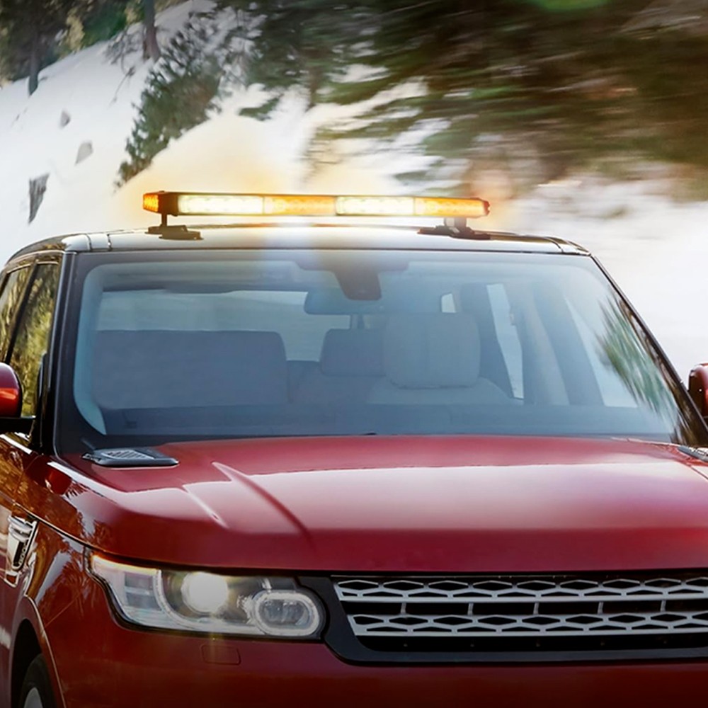 Amber/White 54-LED Emergency Light Bar Rooftop Double Side Strobe Warning Light