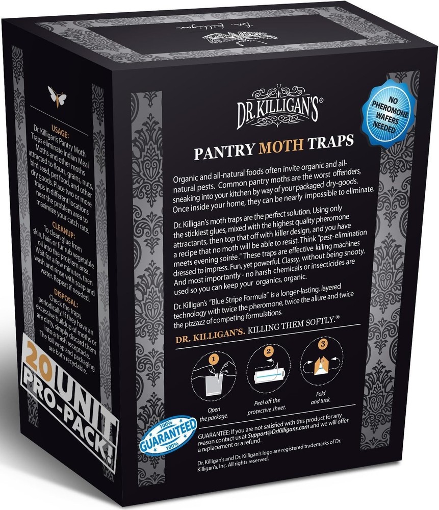 Dr. Killigan's Proven Pantry Moth Traps - Capture Moths Effortlessly, 20 Count
