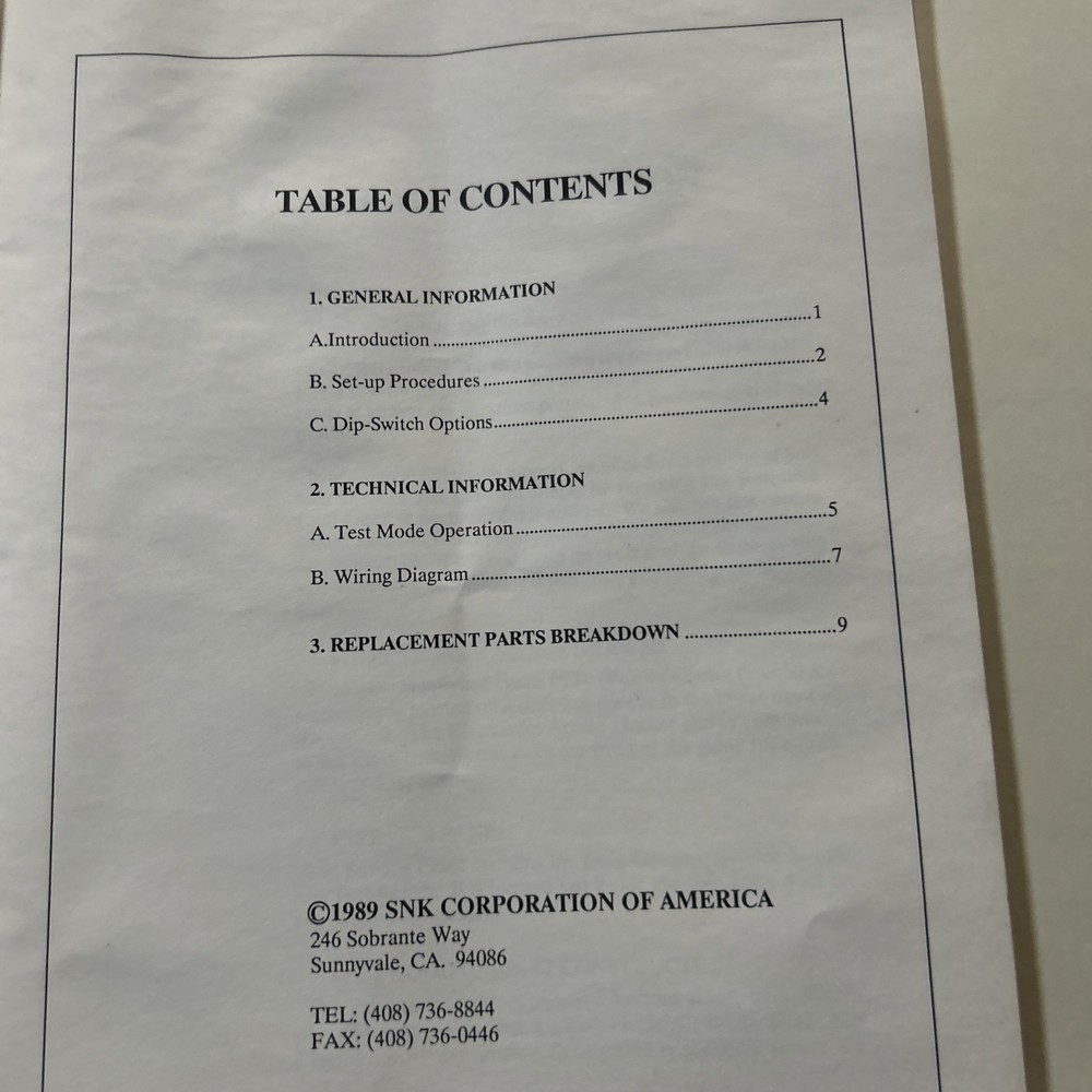 original Mechanized Attack Snk arcade Video game manual