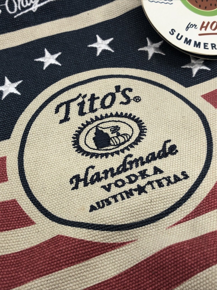 Tito's Vodka Canvas Drawstring Red, White, & Blue Bottle Bag