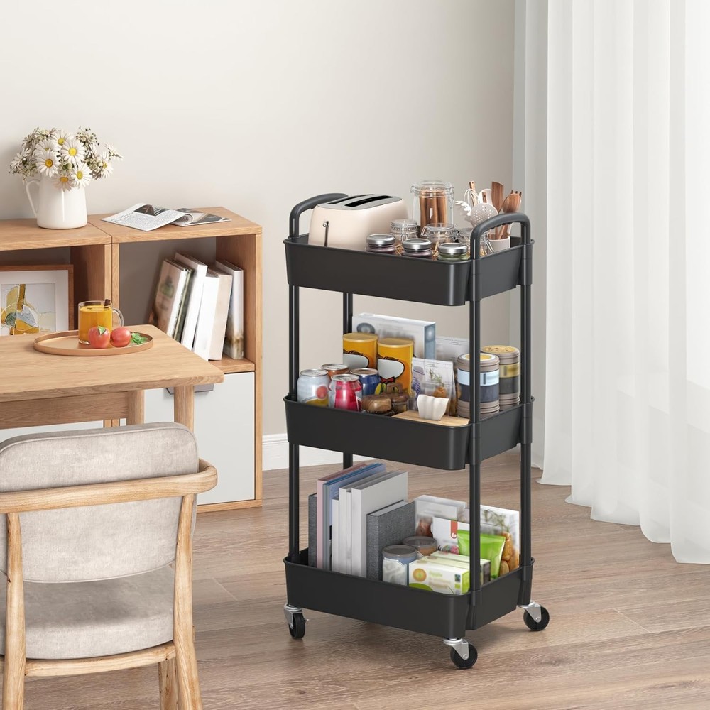 3 Tier Plastic Rolling Utility Cart