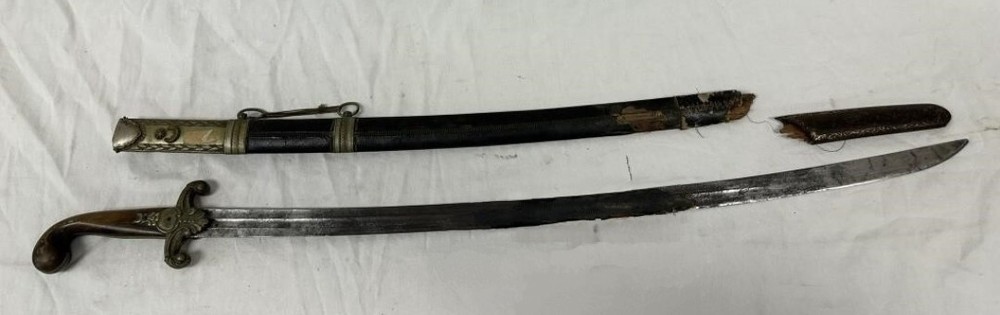 Ottoman silver mounted shamshir sword