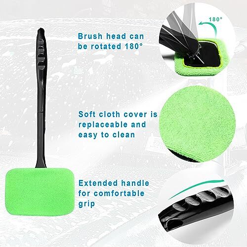 Car Windshield Cleaning Tool, Microfiber Window Cleaner Set with 4 Washable