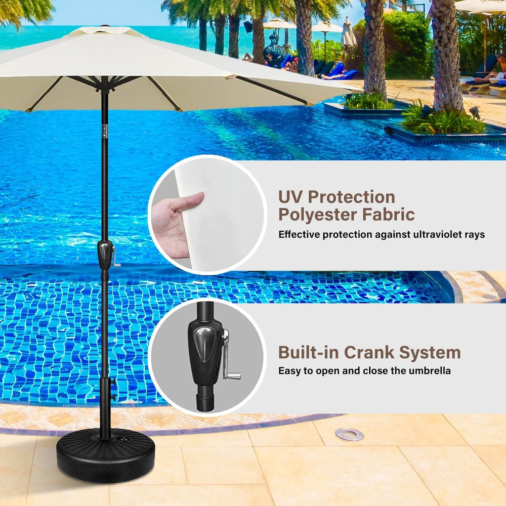 HealSmart 2pcs 9ft Patio Umbrella with Push Button 9FT 2Pack, Beige 2Pack