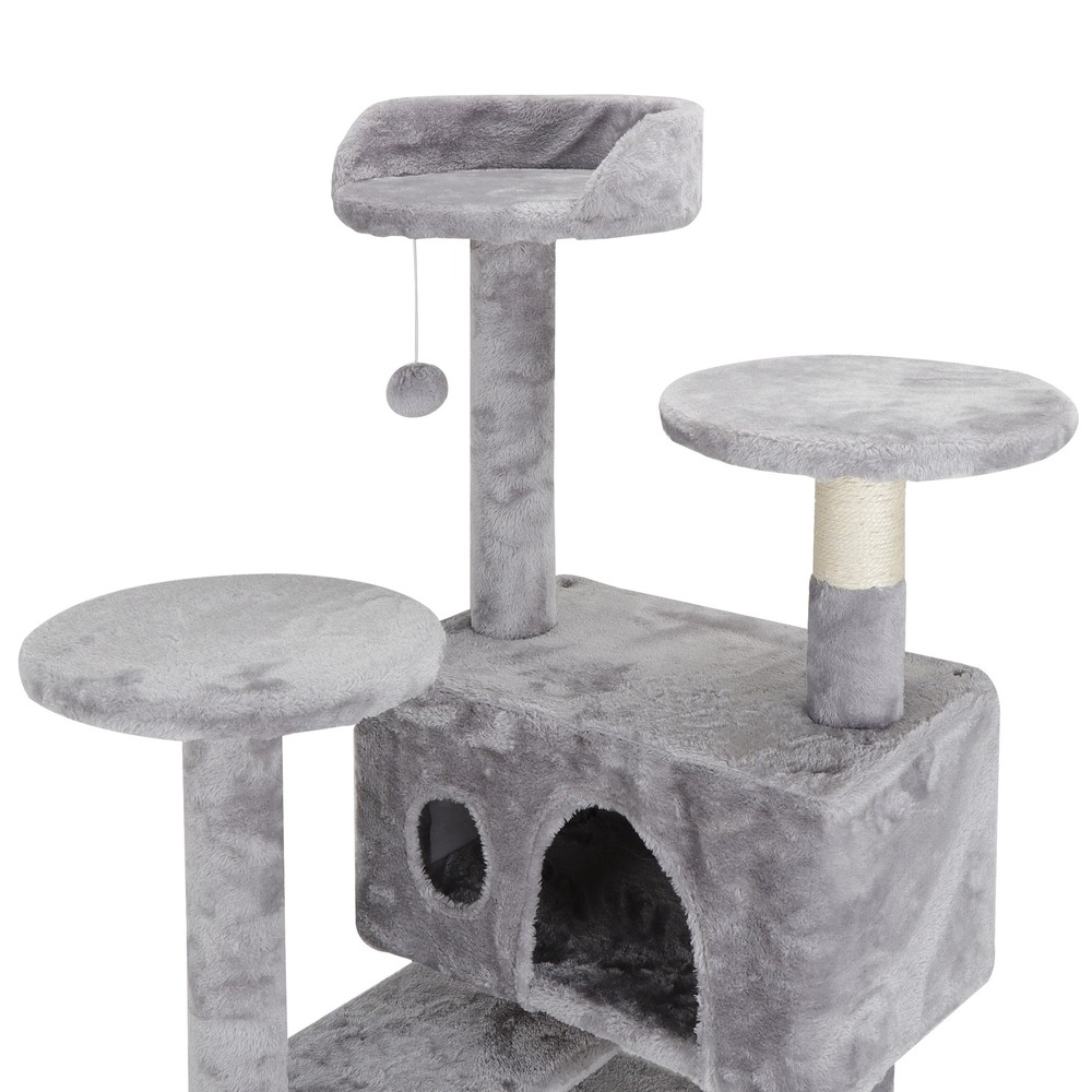 53" Multi level Cat Tree Tower for Multiple Cats W/Sisal Posts, Plush Perch