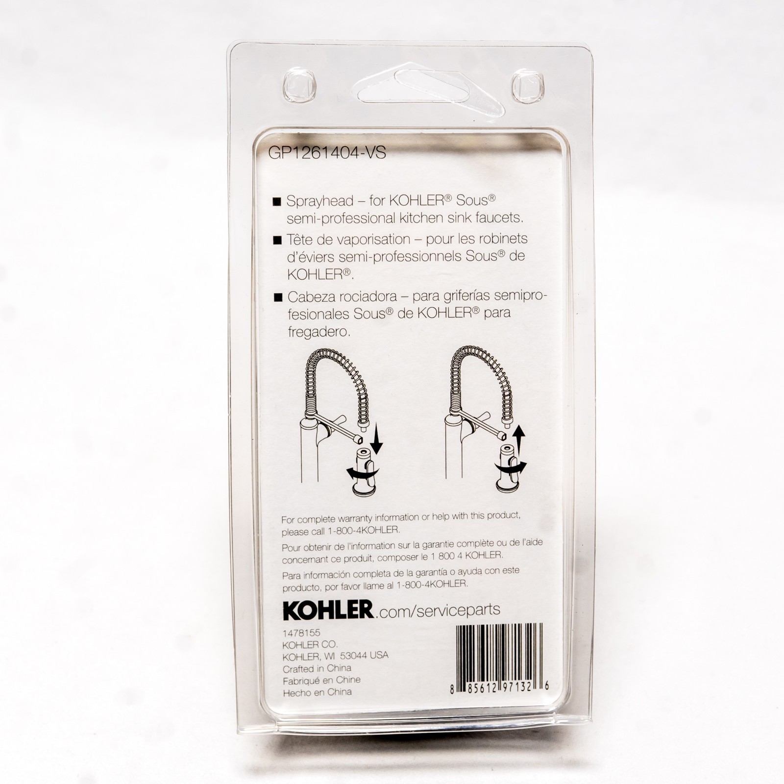 NEW Genuine Kohler Sous Sprayhead Vibrant Stainless GP12614004-VS OEM