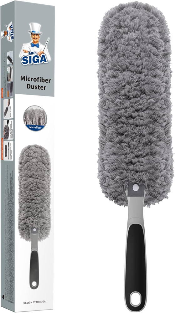 Lint Free Microfiber Duster, Washable Duster for Household Cleaning Gray