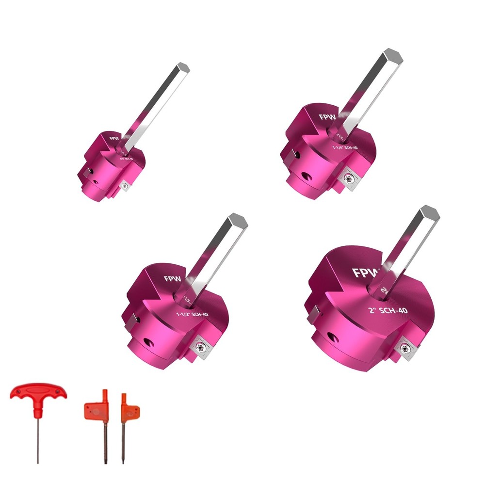 Triple Inserts PVC Pipe Reamer Kit - 4 Pcs, Fitting Saver, 3/4" to 2" Tools