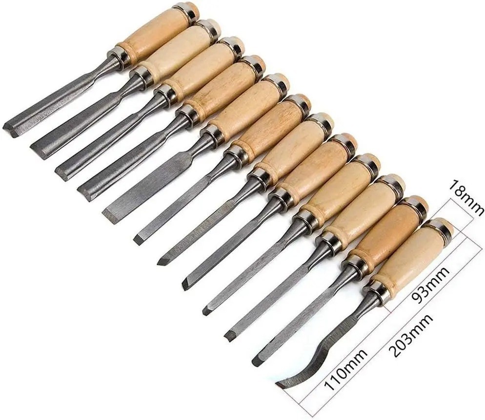 12pc Wood Carving Tools Set Professional Woodworking Chisel Kit Sharp Gouge Stee