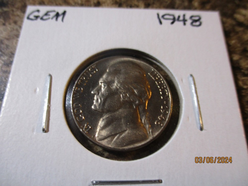 1948 JEFFERSON NICKEL GEM BU   RT2