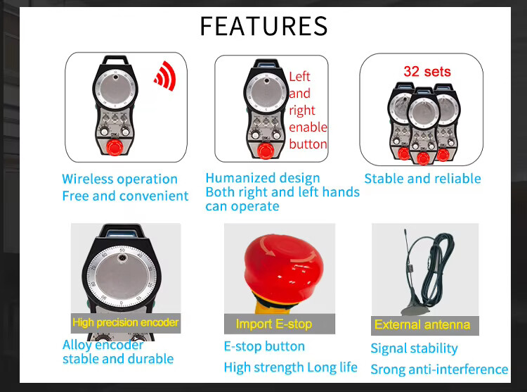 6-Axis for CNC MPG Wireless Handwheel E-Stop Manual Pulse Generator + Receiver