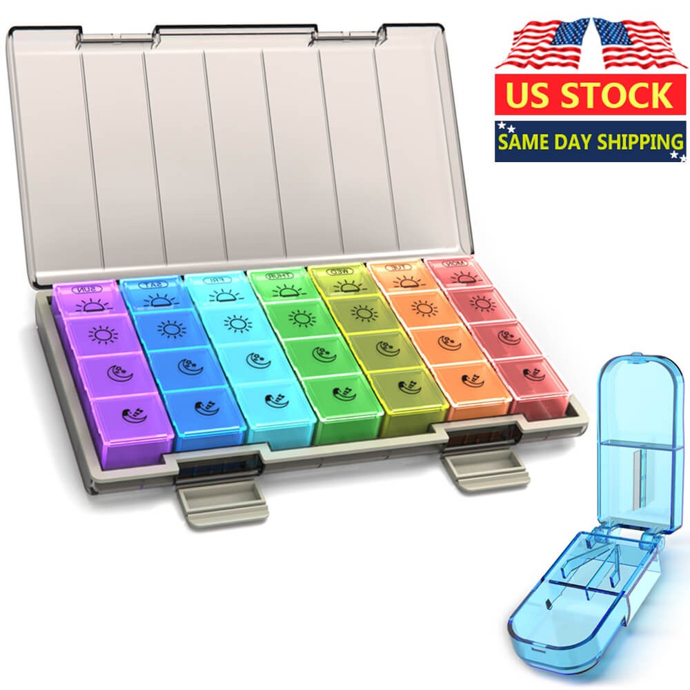 Weekly Pill Organizer 4 Times A Day Pill Box Container 7 Days Medicine Pill Case