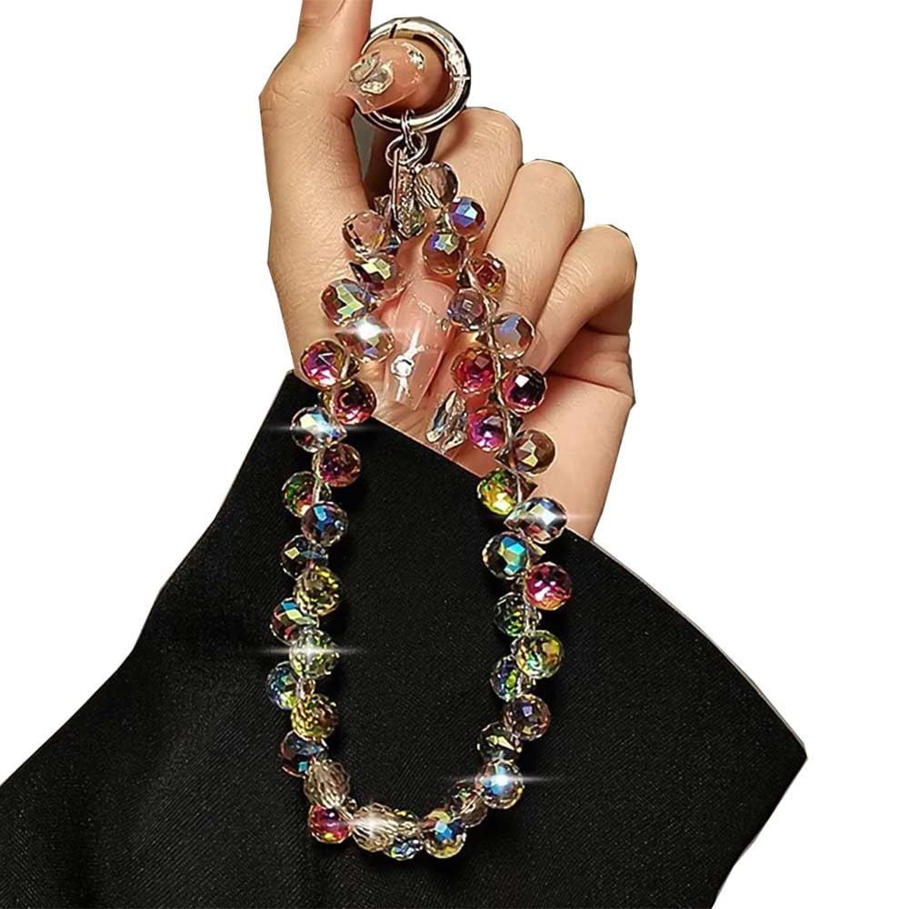 Sparkling Crystal Beaded Phone Wrist Strap - Cell Lanyard short, Multi
