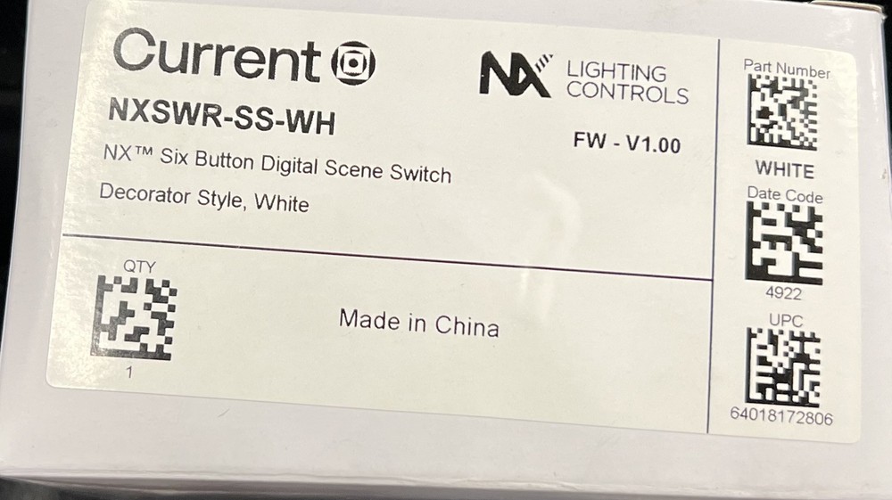 NX LIGHTING CONTROLS NXSWR-SS-WH 6 Button Digital Scene Switch
