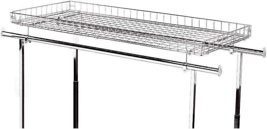 Wire Basket Topper for Double Rail Clothing Rack 52 ½ “ x 22 ½” Chrome