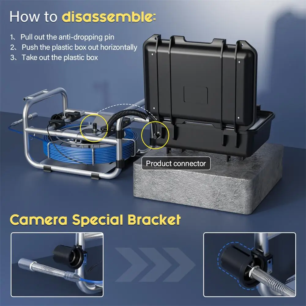 Pipe Sewer Camera 10in Screen 100Ft. 7mm Drain Camera Plumbing