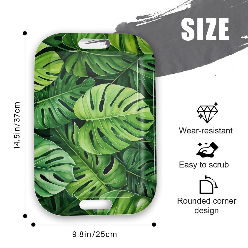 Serving Trays with Handles, 14.5 x 9.8 inch Rectangular Plastic Tray for Rest...