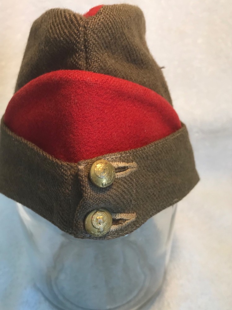 WW2 RCAC Khaki and Red Wedge Cap