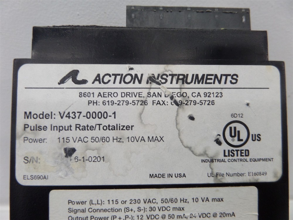 Action Instruments V437-0000-1 Pulse Input Rate/Totalizer