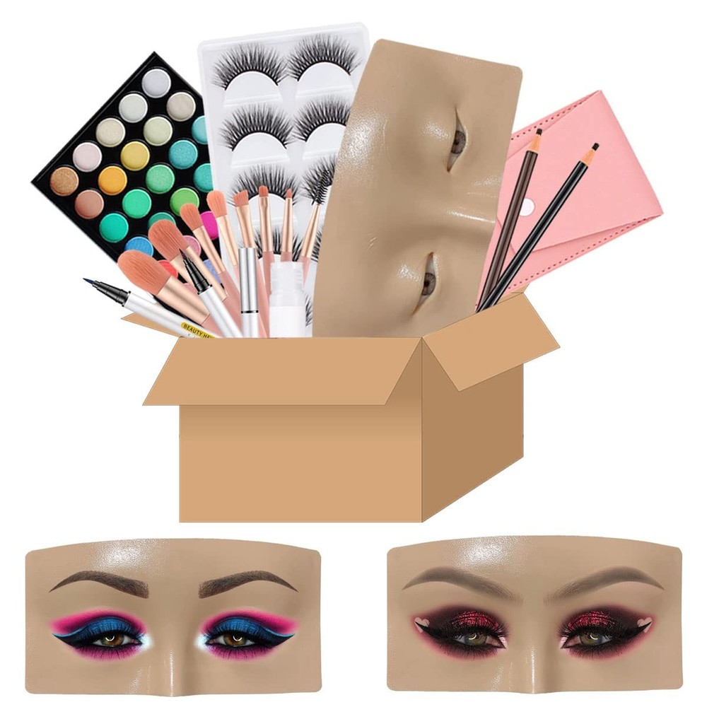 Makeup Practice Face Board, Resusable 3D 10 Count (Pack of 1), Multicolor