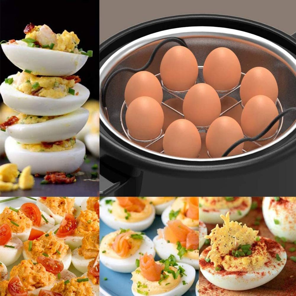 Stackable Egg Steamer Rack Trivet 9 holes with Heat Resistant Handl... Fast Ship
