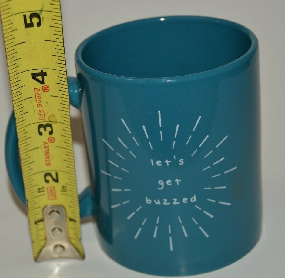 Nice Blue "Let's Get BUZZZED" Ceramic Coffee Mug MINTY