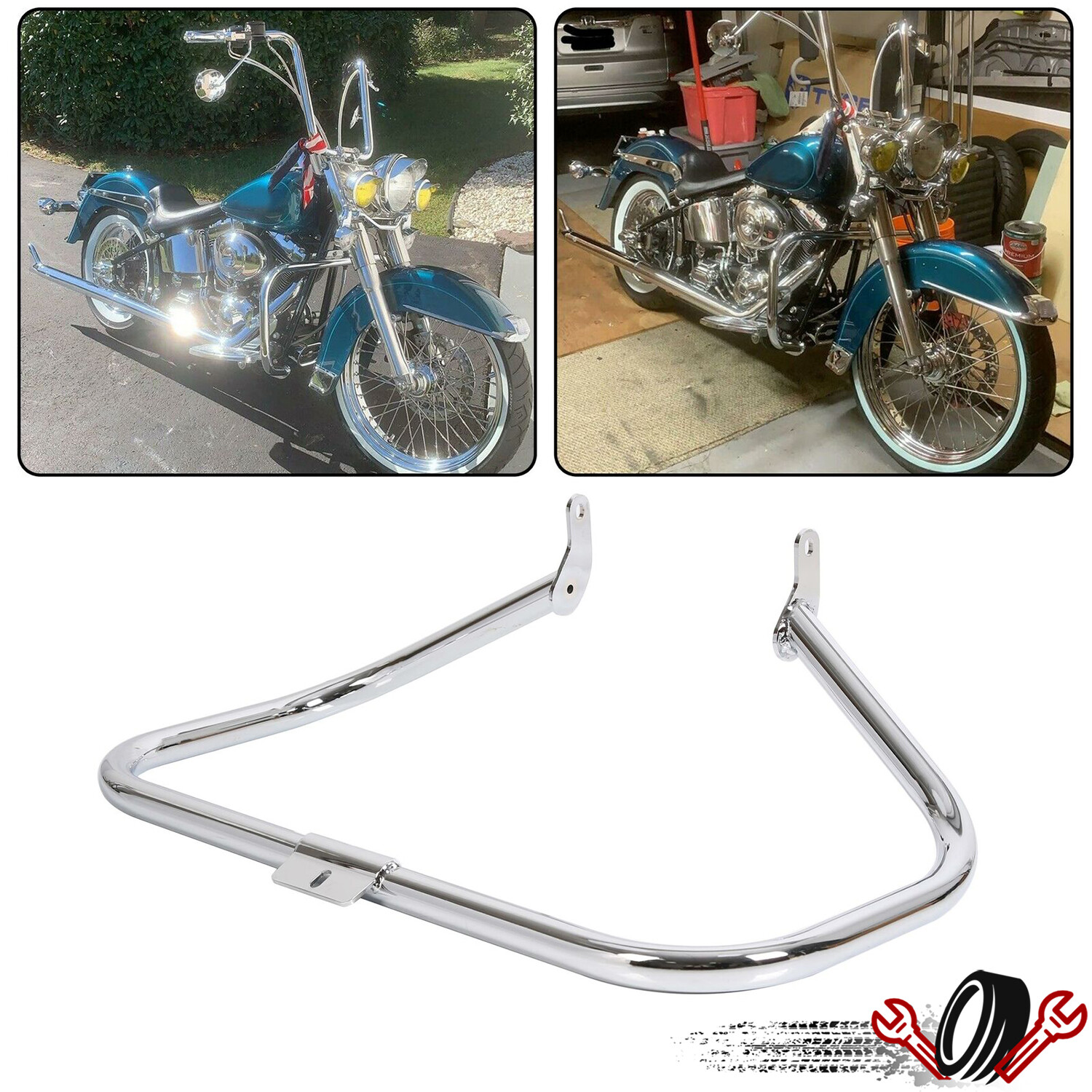 Chrome Highway Engine Guard Crash Bar For 2000-17 Harley Heritage Softail FatBoy
