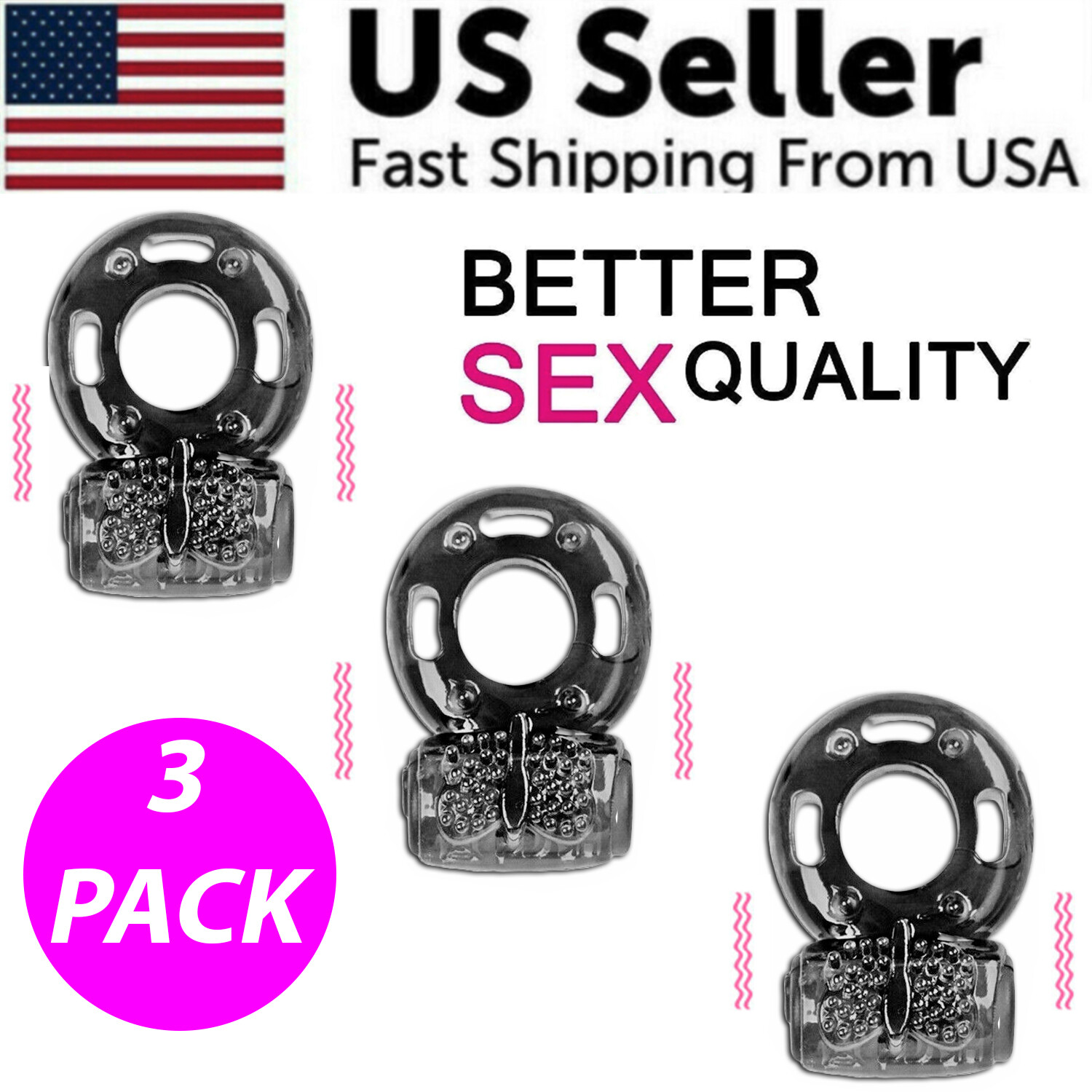 Male Vibrating Cock Ring Waterproof Penis Vibrator Couple Sex-Toy Clit Orgasm