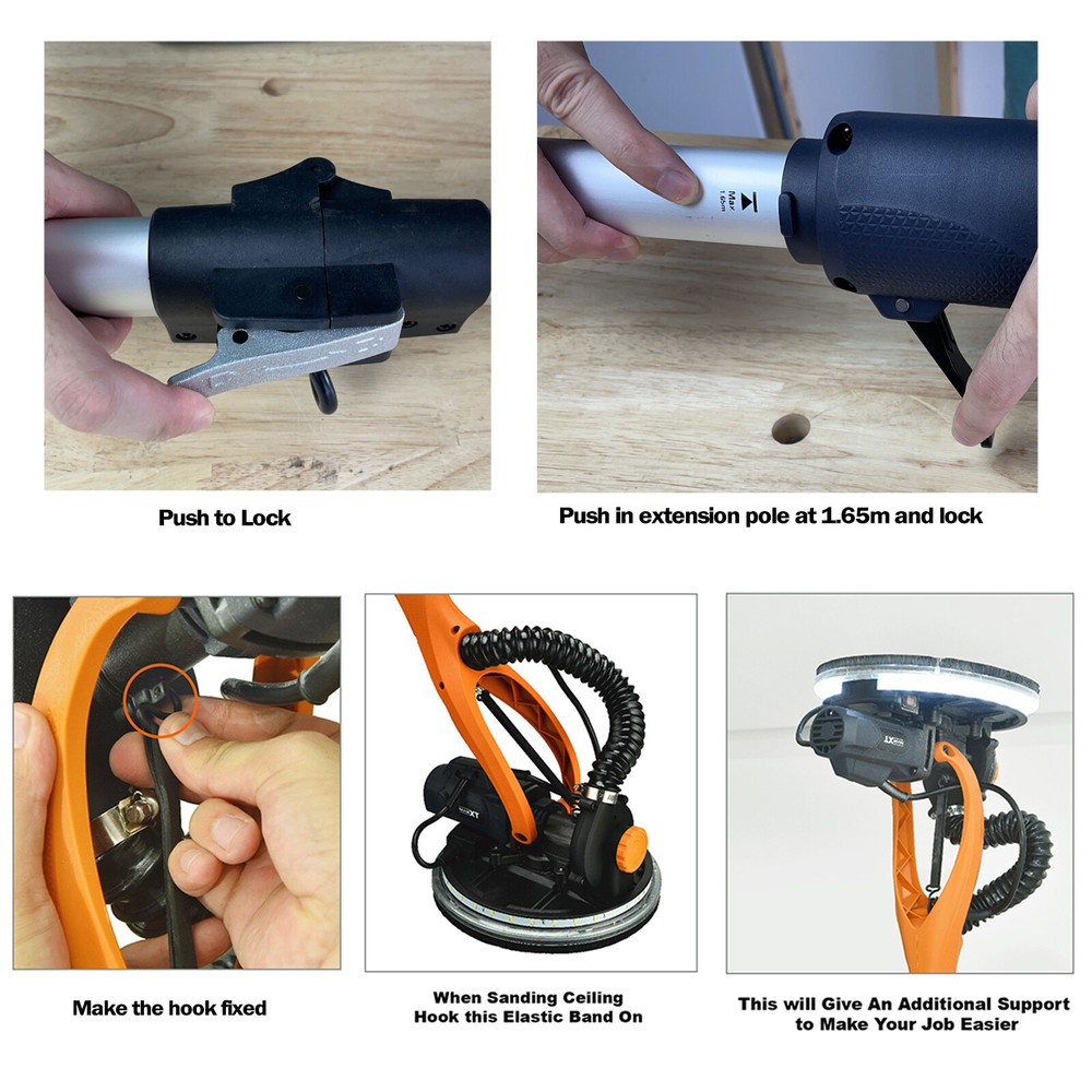 MAXXT Drywall Sander 820W Variable Speed Auto Vacuum System LED Strip Light