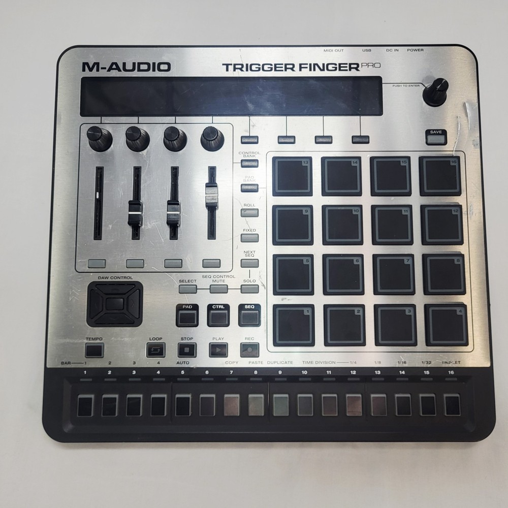 M-AUDIO Trigger Finger Pro MIDI Pad Controller 16 Step Sequencer 64 Sounds+Cords