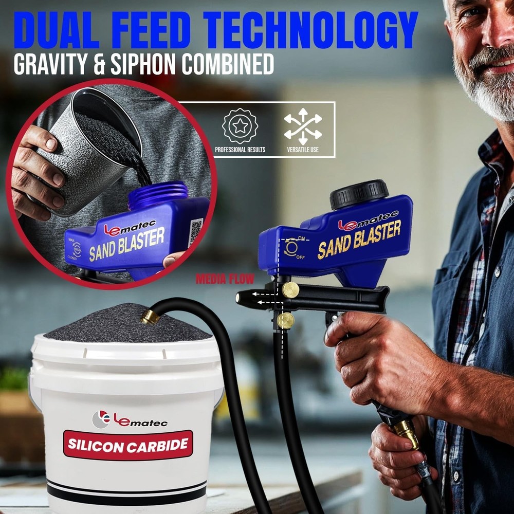 Sand Blaster Gun Kit – Portable Sandblaster Air Compressor – Rust Removal &