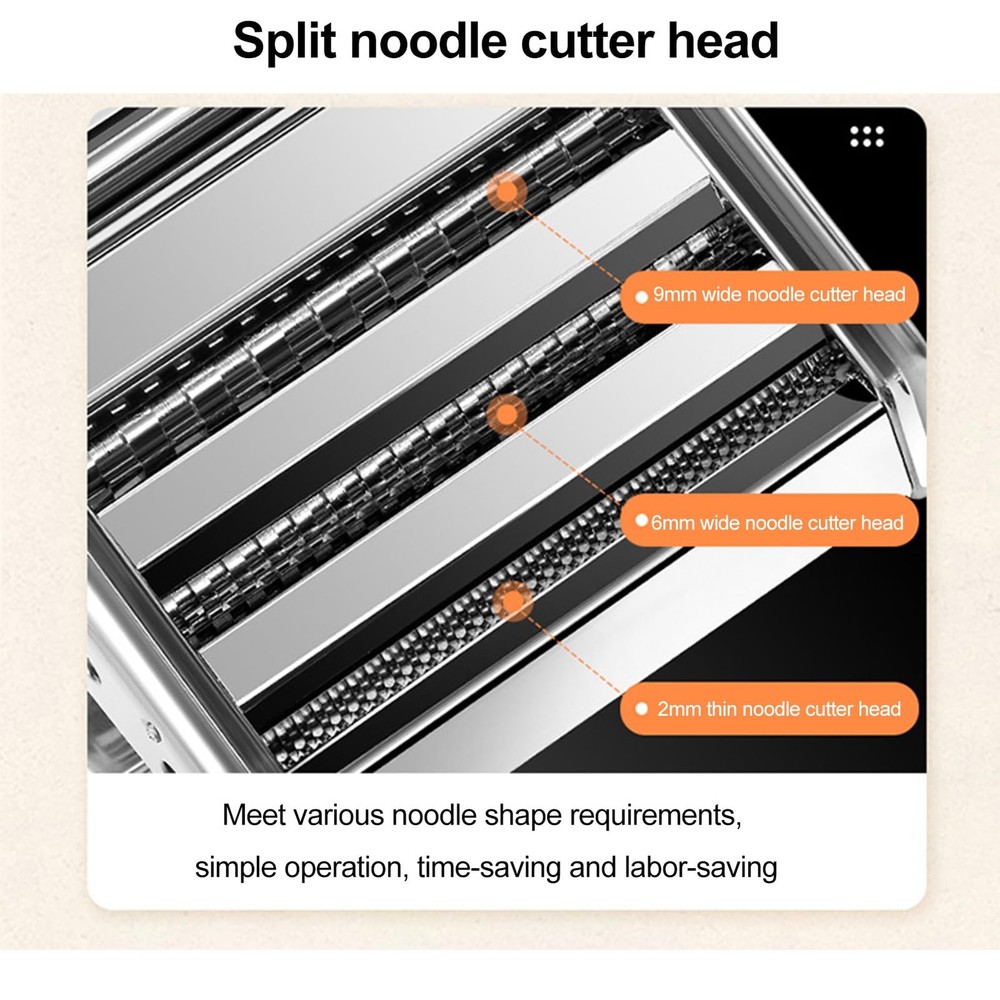 Pasta Maker Machine, 9 Adjustable Thickness Settings, 3 Adjustable Widths, 2-...
