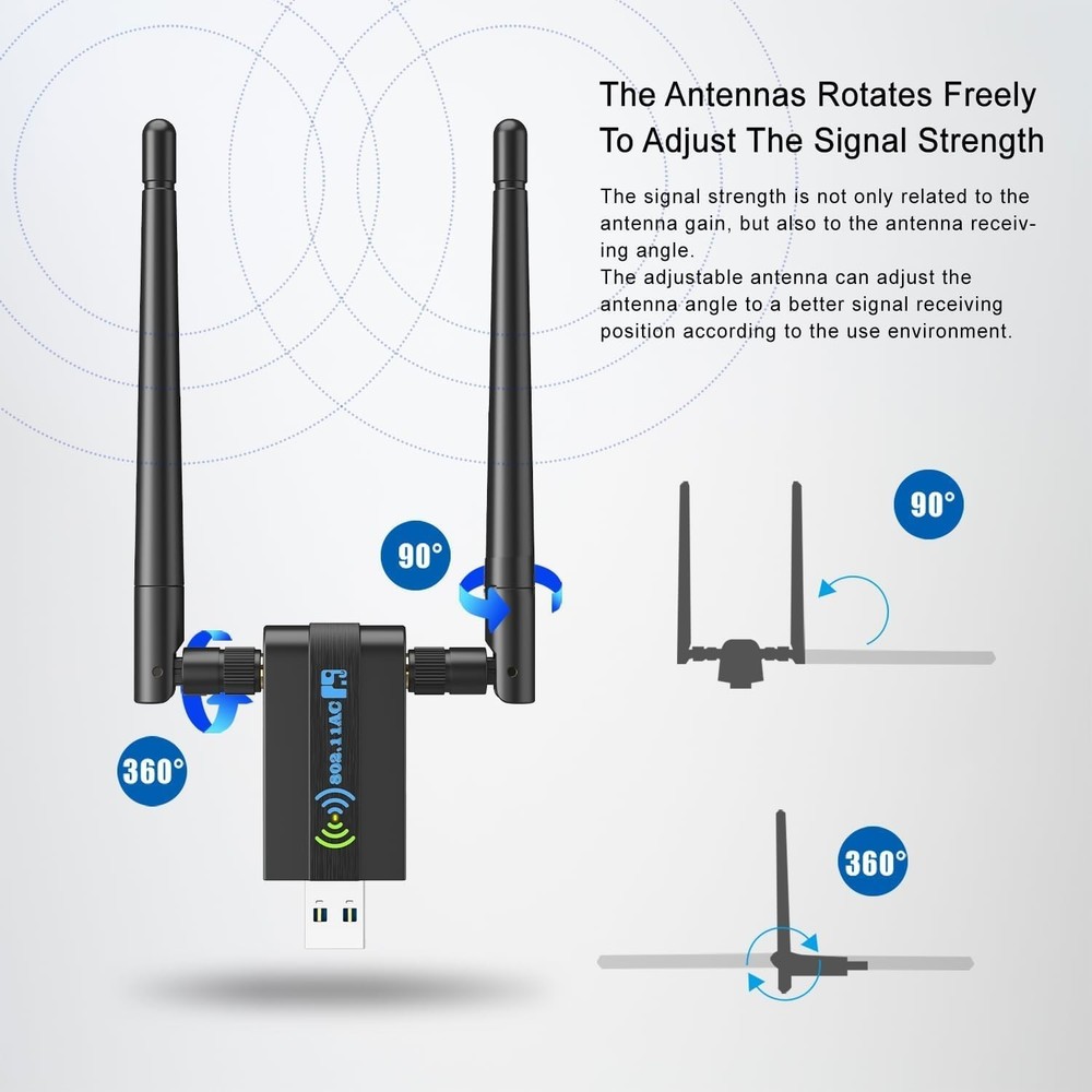 Windows11/10/7 Compatible WiFi Adapter - 1300Mbps