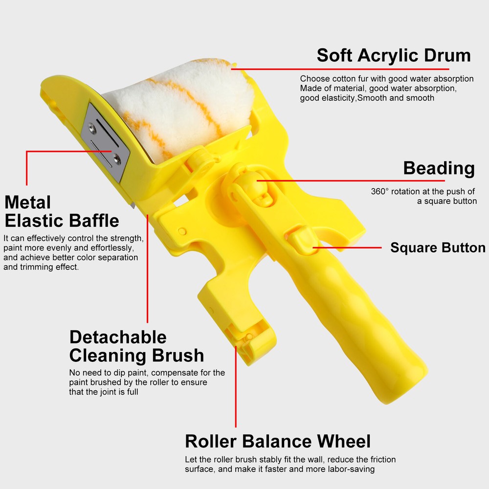 Multifunctional Clean-Cut Paint Edger Roller Brush Safe Tool Wall Corner Ceiling