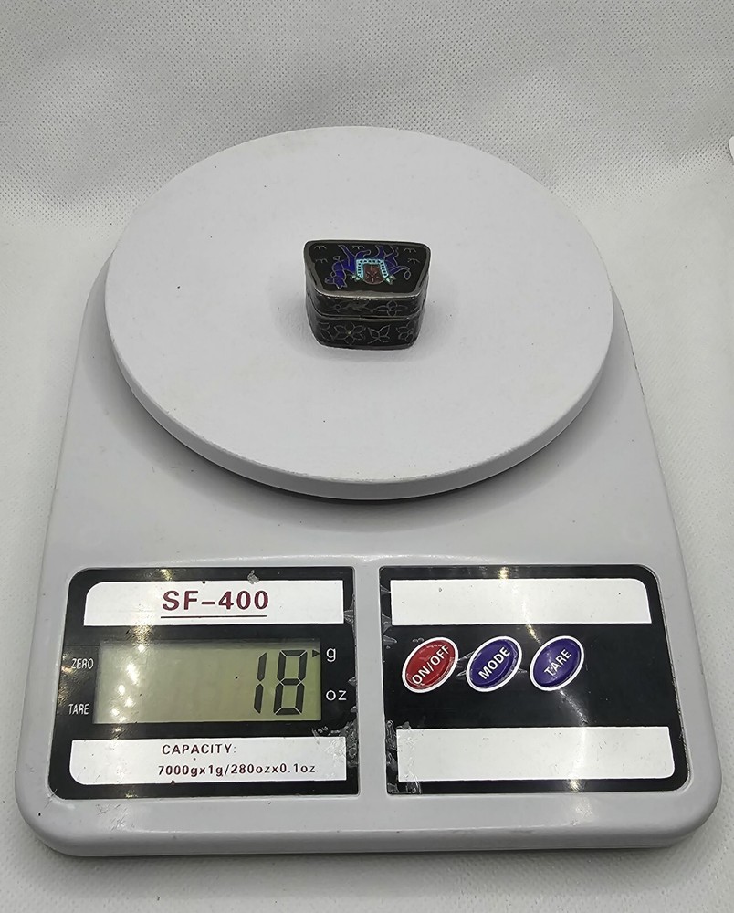 Vintage Small Silver Box Enamel 925