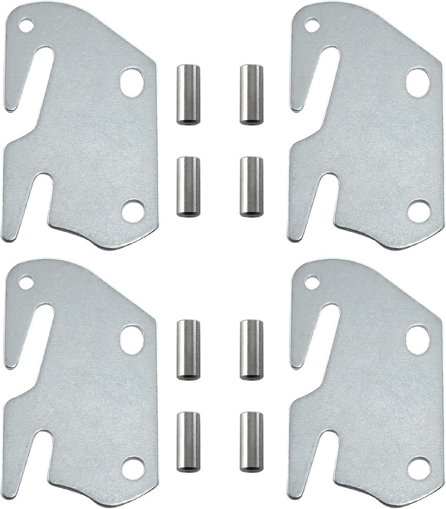 4 Pack Bed Frame Hooks, Wooden Rail Hook Plates with Pin Brackets 4 Pcs