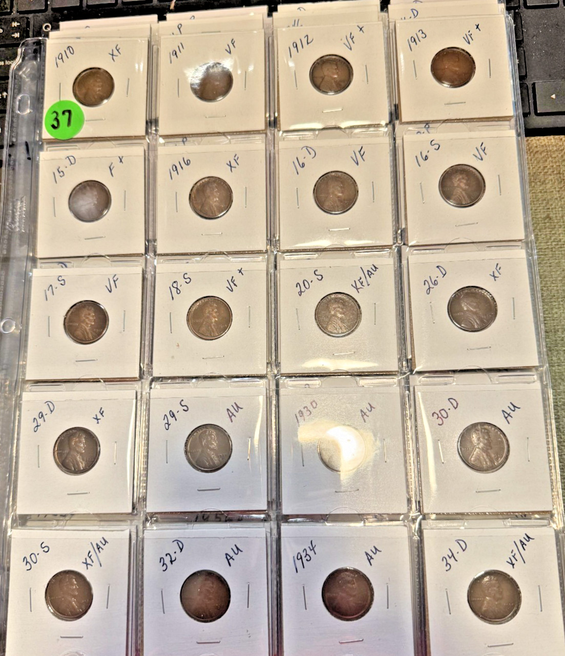 20 Lincoln Memorial Wheat Cents * 1910 to 1934 * Estate Purchase * #37