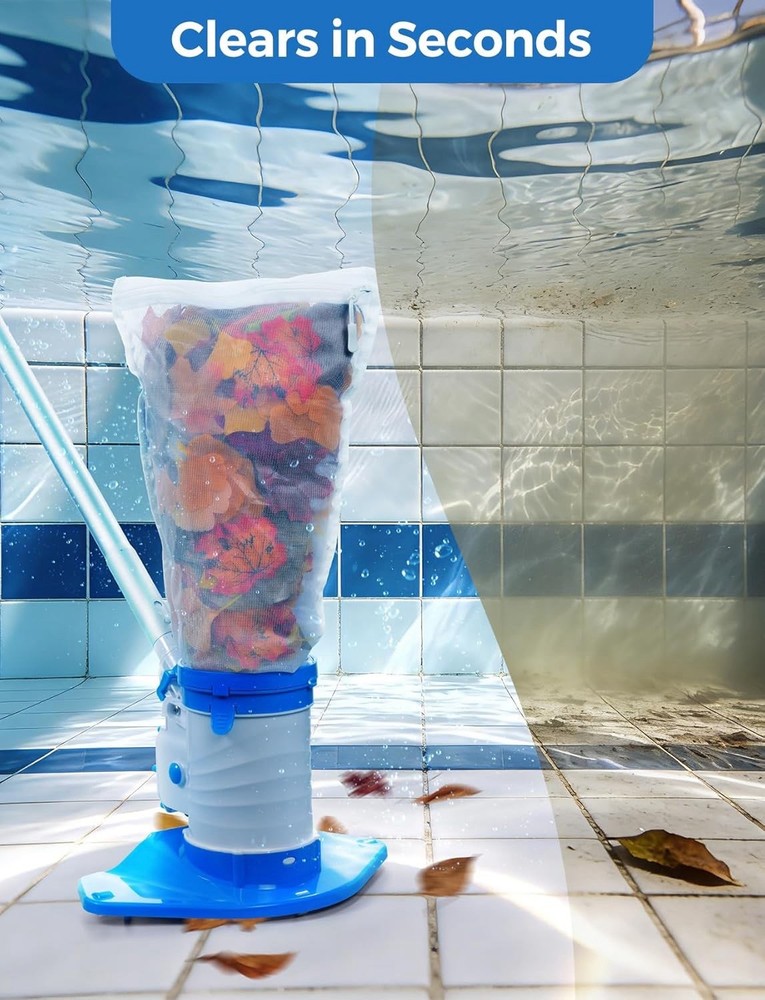 Pool Leaf Vacuum with 71.7“ Telescopic Pole, 83GPM Powerful Suction,