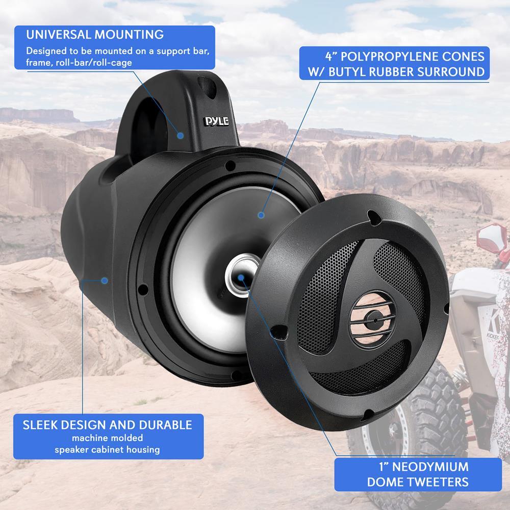 Pyle 4 Waterproof Rated Off-Road Speakers-900W Compact Power Sport Vehicle-Pair