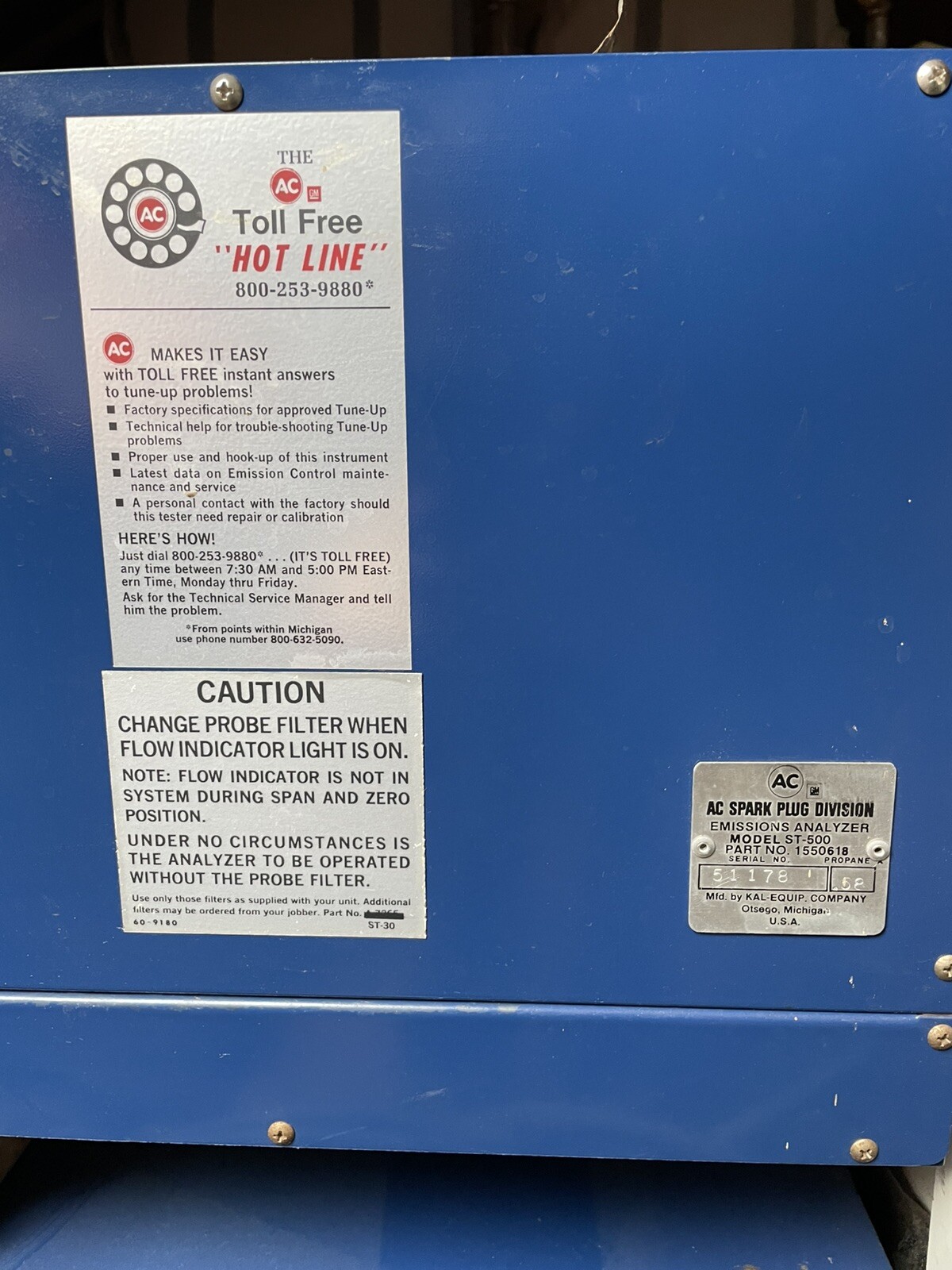 Ac St-500 Emission Analyzer Vintage
