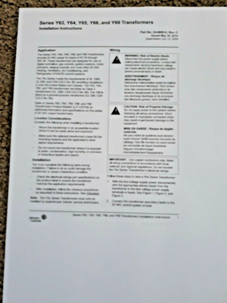 JOHNSON CONTROLS Y66T13-0 NEW