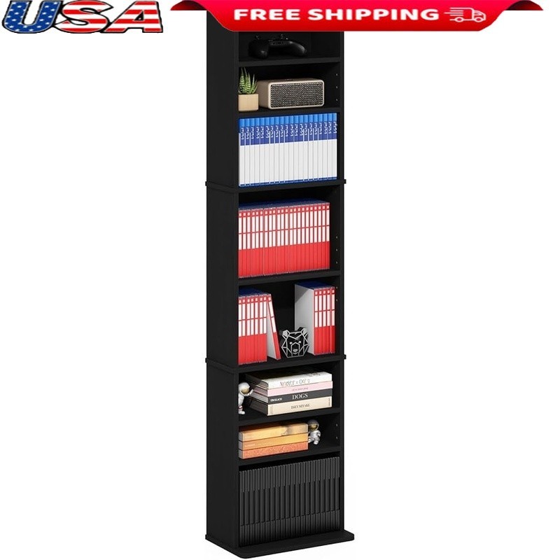 9-Shelf Media Storage Rack Adjustable DVD CD Blu-Ray Game Case Organizer Shelf